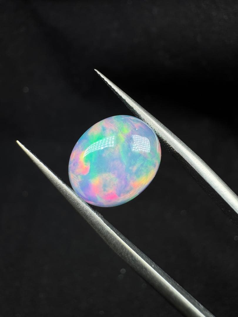 新作　天然石水オパール珍しい紫遊色綺麗極彩ルース2.835ct 鑑ソ付