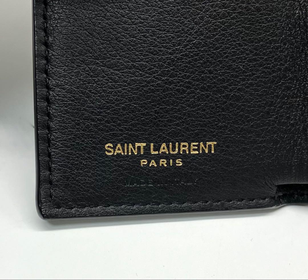 ⭐️ 極美品 YSL サンローラン ロゴ ミニウォレット 折り財布 ブラック