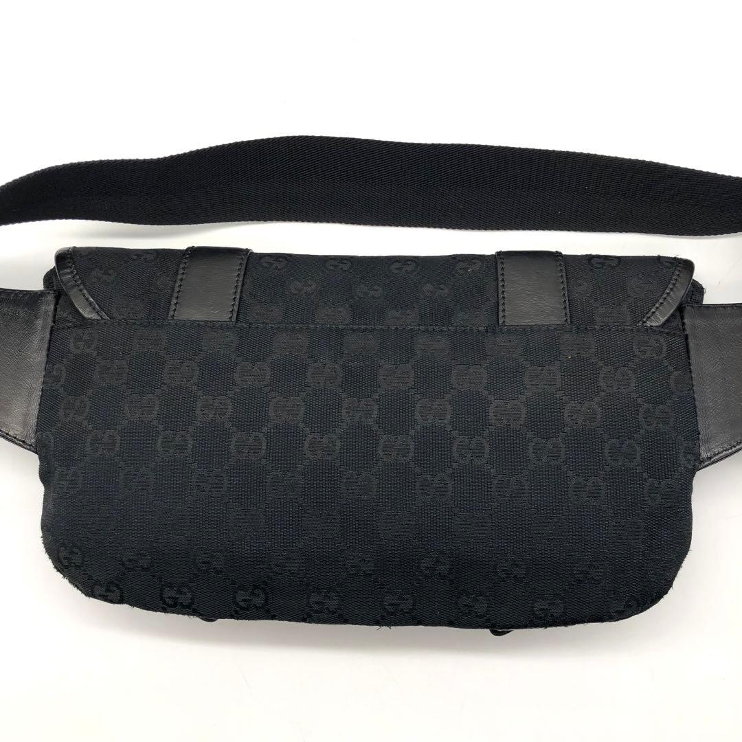 【良品】GUCCI ボディバッグ ウエストバッグ GGキャンバス 肩掛け 黒