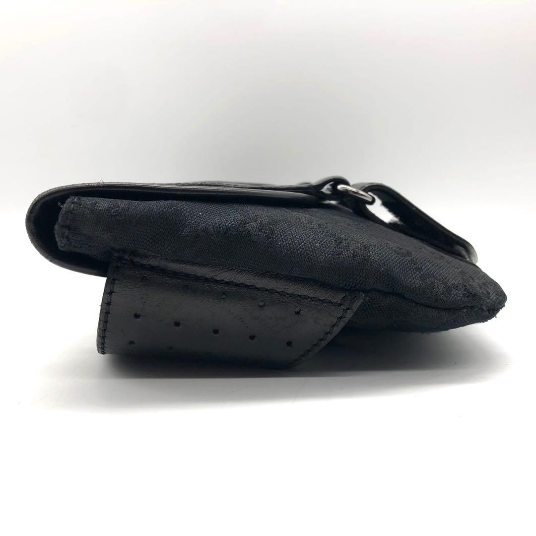 【良品】GUCCI ボディバッグ ウエストバッグ GGキャンバス 肩掛け 黒