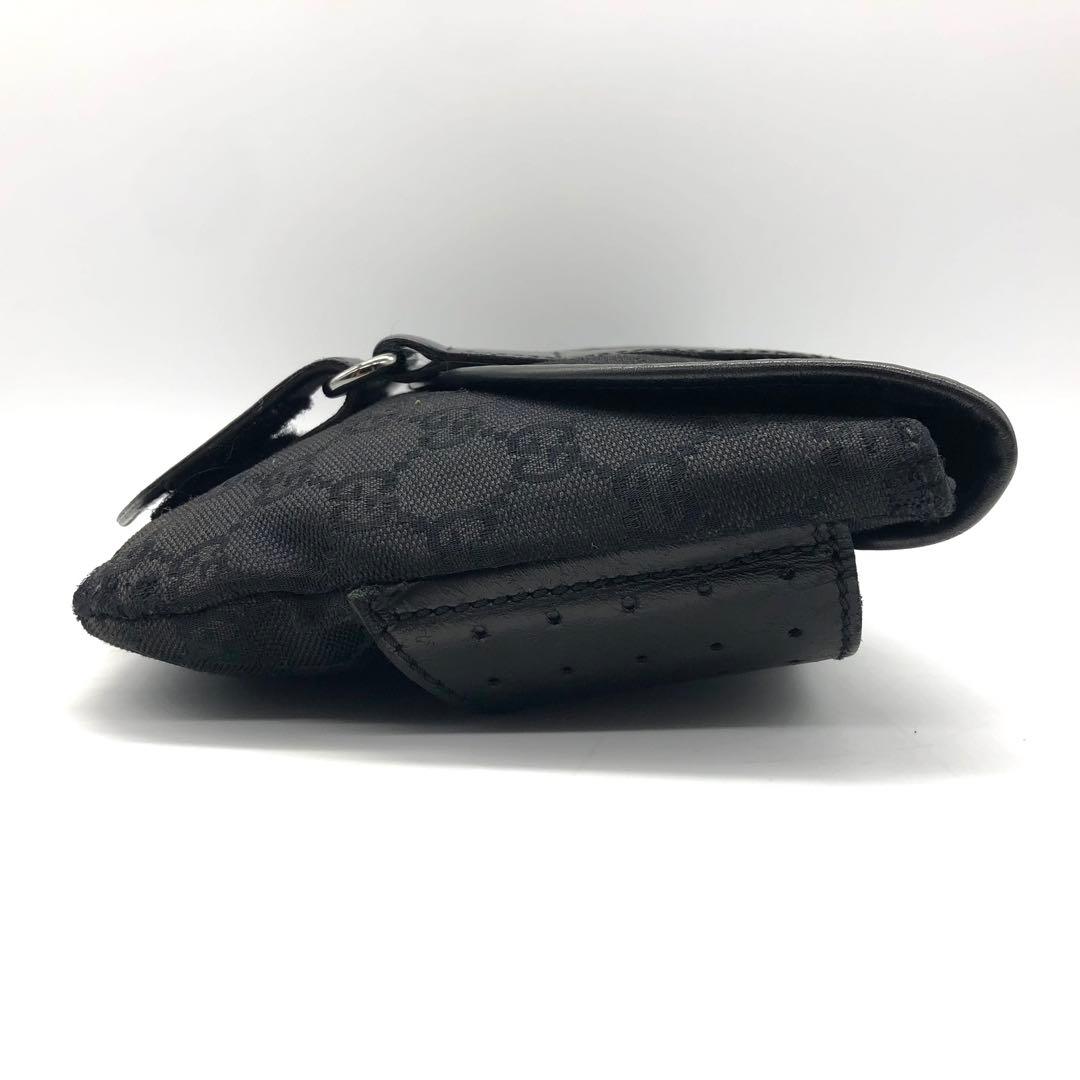 【良品】GUCCI ボディバッグ ウエストバッグ GGキャンバス 肩掛け 黒