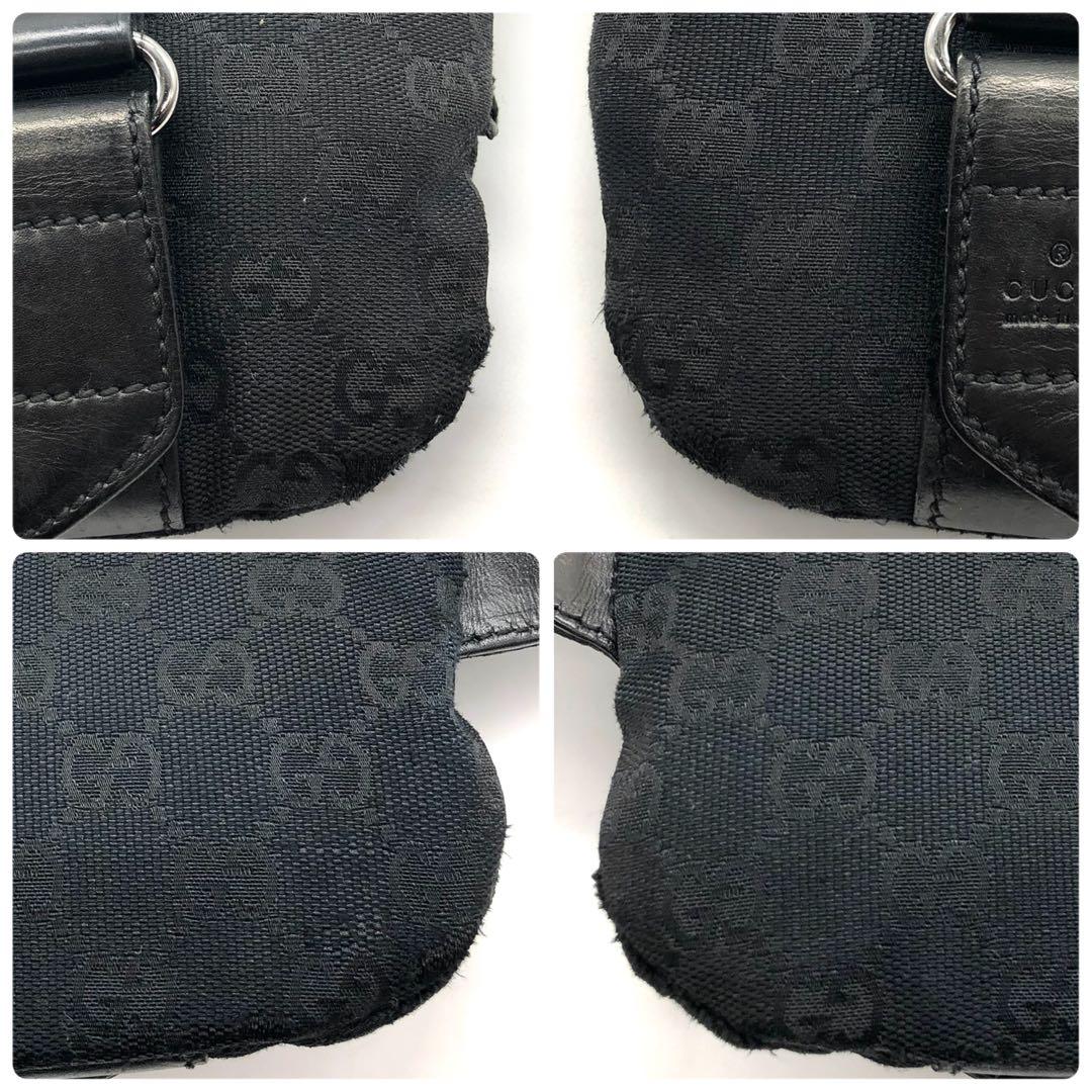 【良品】GUCCI ボディバッグ ウエストバッグ GGキャンバス 肩掛け 黒