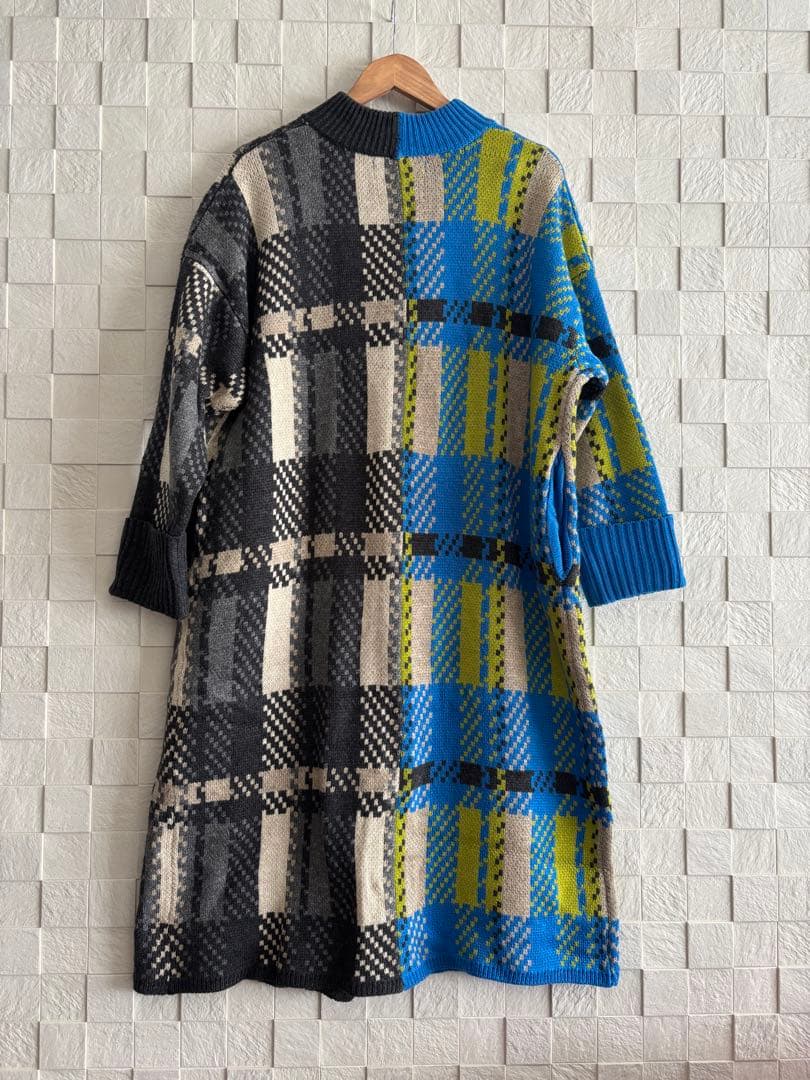 osmosisチェックジャガードニットコート ロングコート　カーディガン　美品