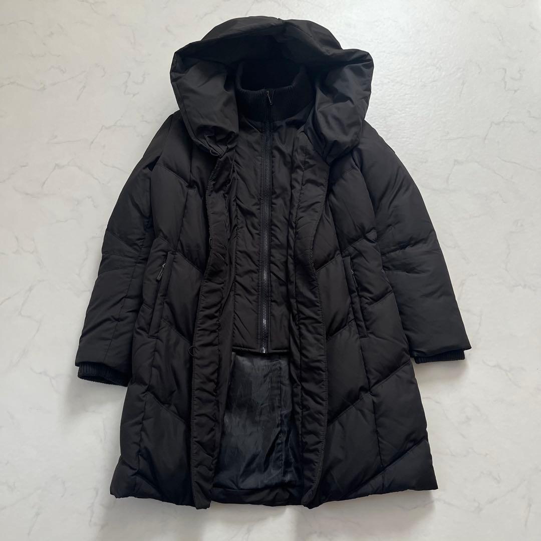 ローレンラルフローレン　ダウンコート　ショールカラー　フード　ロング　黒　M相当