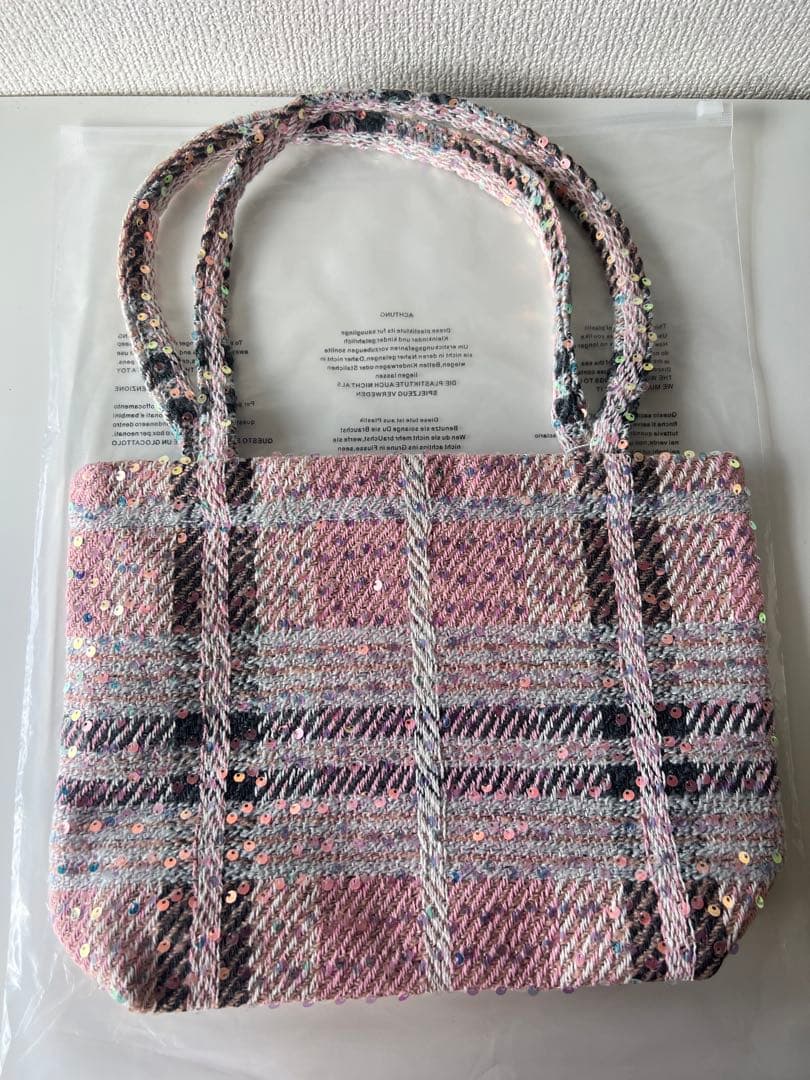 CHANELシャネル ココマークツイードスパンコール トートバッグ　ピンク