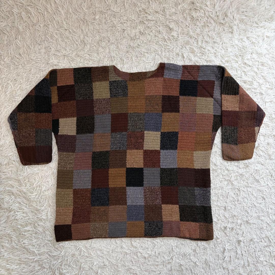 17293✨ヨーガンレール パッチワーク ニット セーター ウール マルチカラー