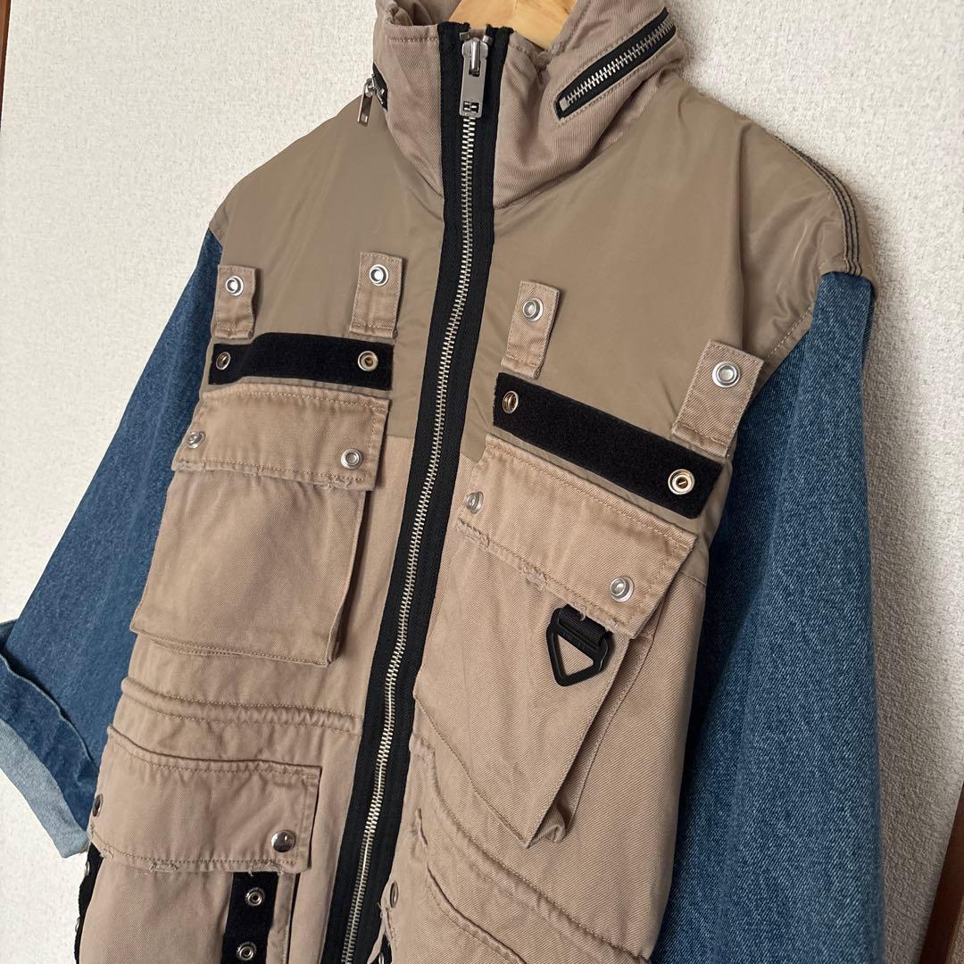 新品【 DIESEL 】異素材切替 デニム ワークジャケット 多ポケット