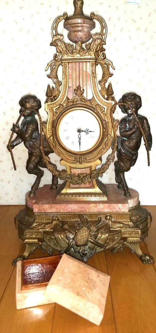 インペリアル　大理石置き時計　小物入れ　セット　アンティーク　ロココ調