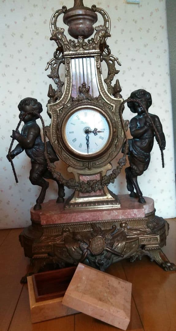 インペリアル　大理石置き時計　小物入れ　セット　アンティーク　ロココ調