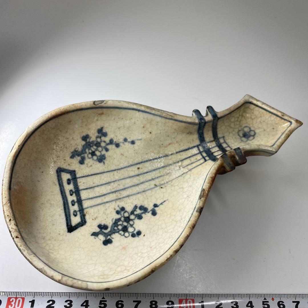 青木木米　古染付写　瓢箪形皿　幅20.5㎝　タトチ　東な7-0409☆2F