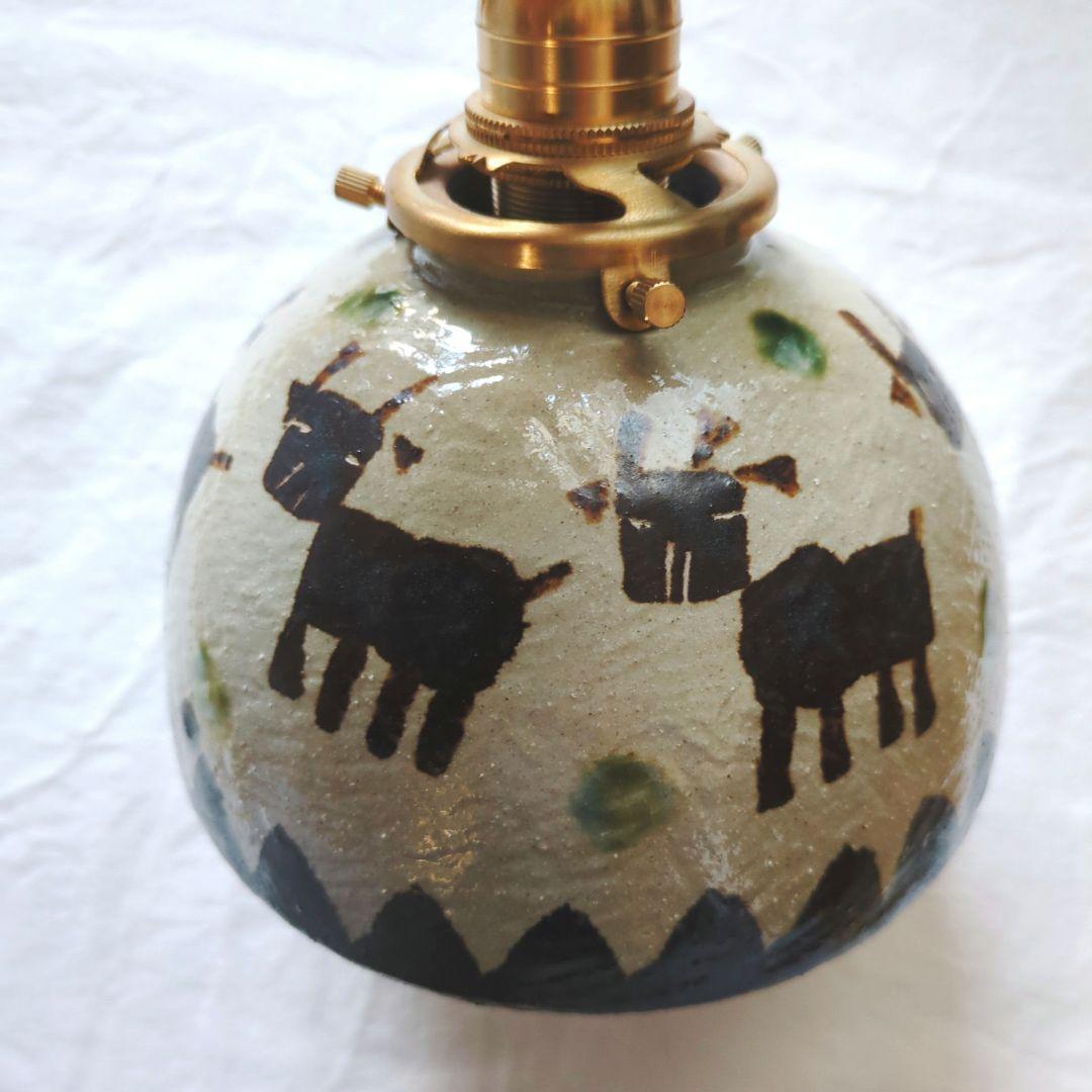 新品 工房十鶴さんのランプシェード やちむん 16cm大 ① 作家もの