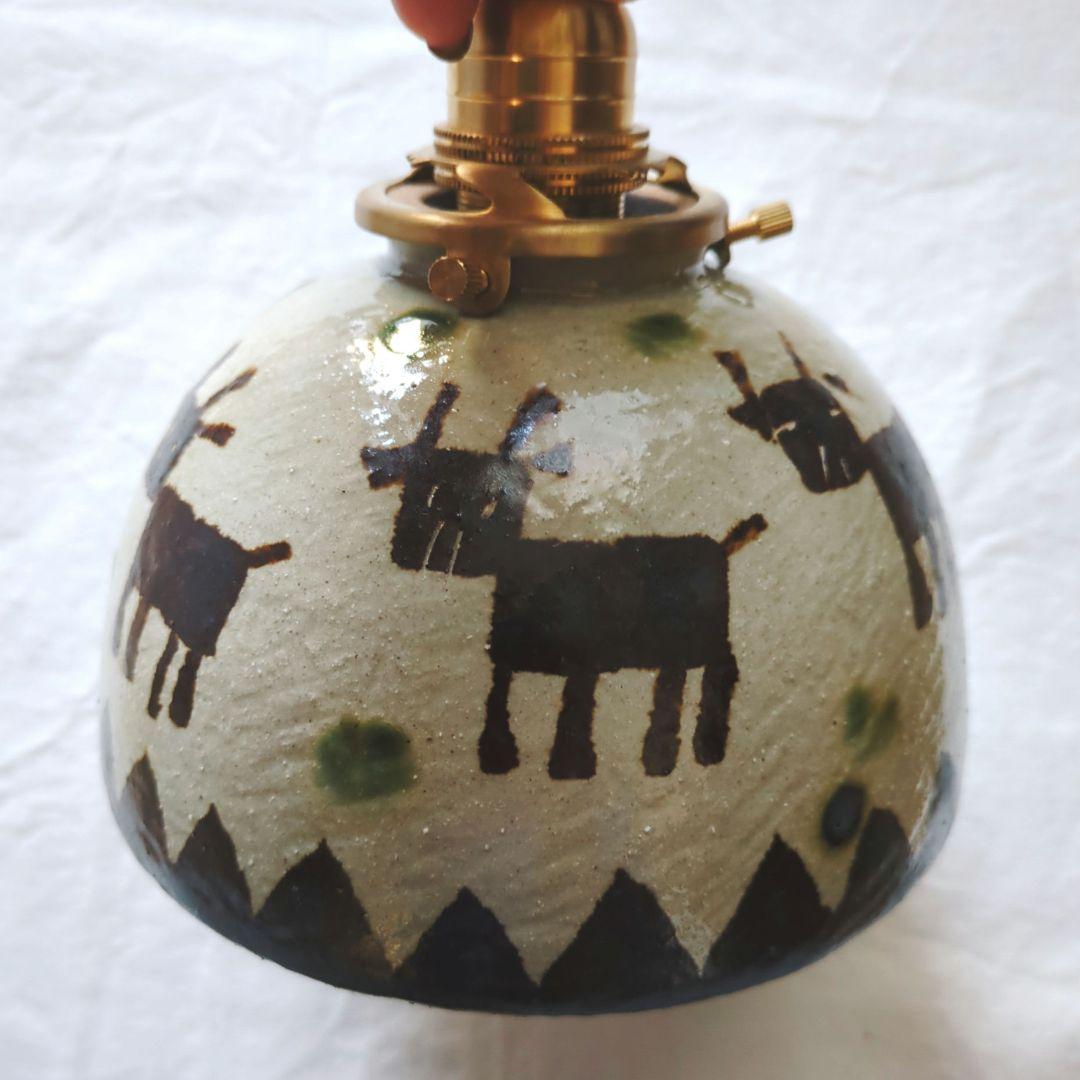 新品 工房十鶴さんのランプシェード やちむん 16cm大 ① 作家もの