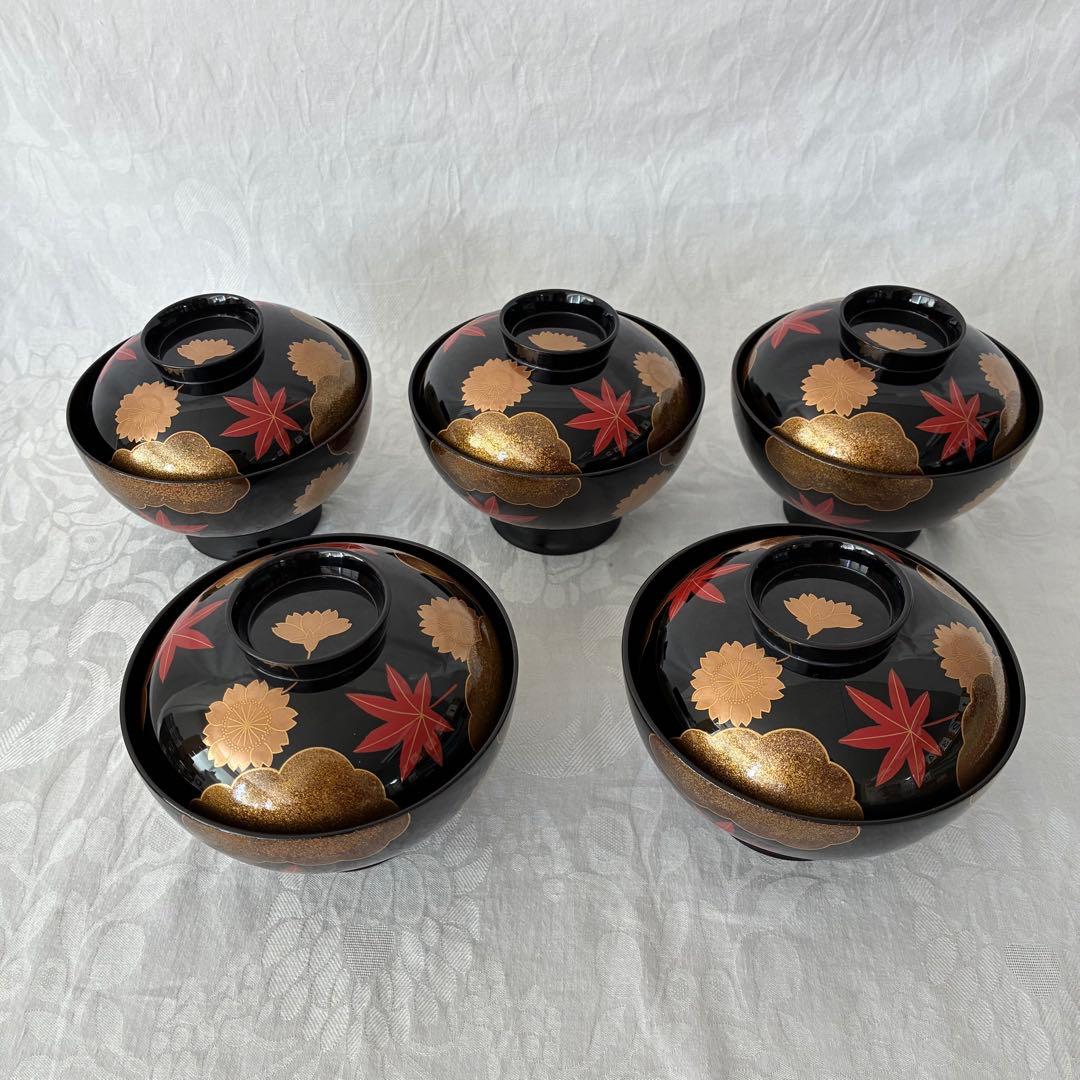 最終価格★【未使用級】 山中塗 漆器 吸物椀 春秋 雑煮碗 正月