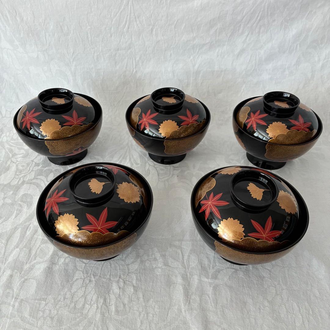 最終価格★【未使用級】 山中塗 漆器 吸物椀 春秋 雑煮碗 正月