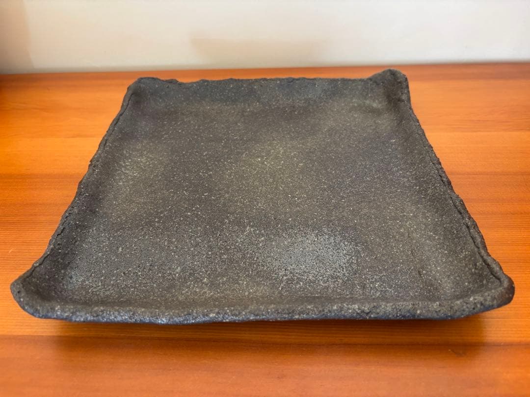 作家陶器 四角大皿 黒