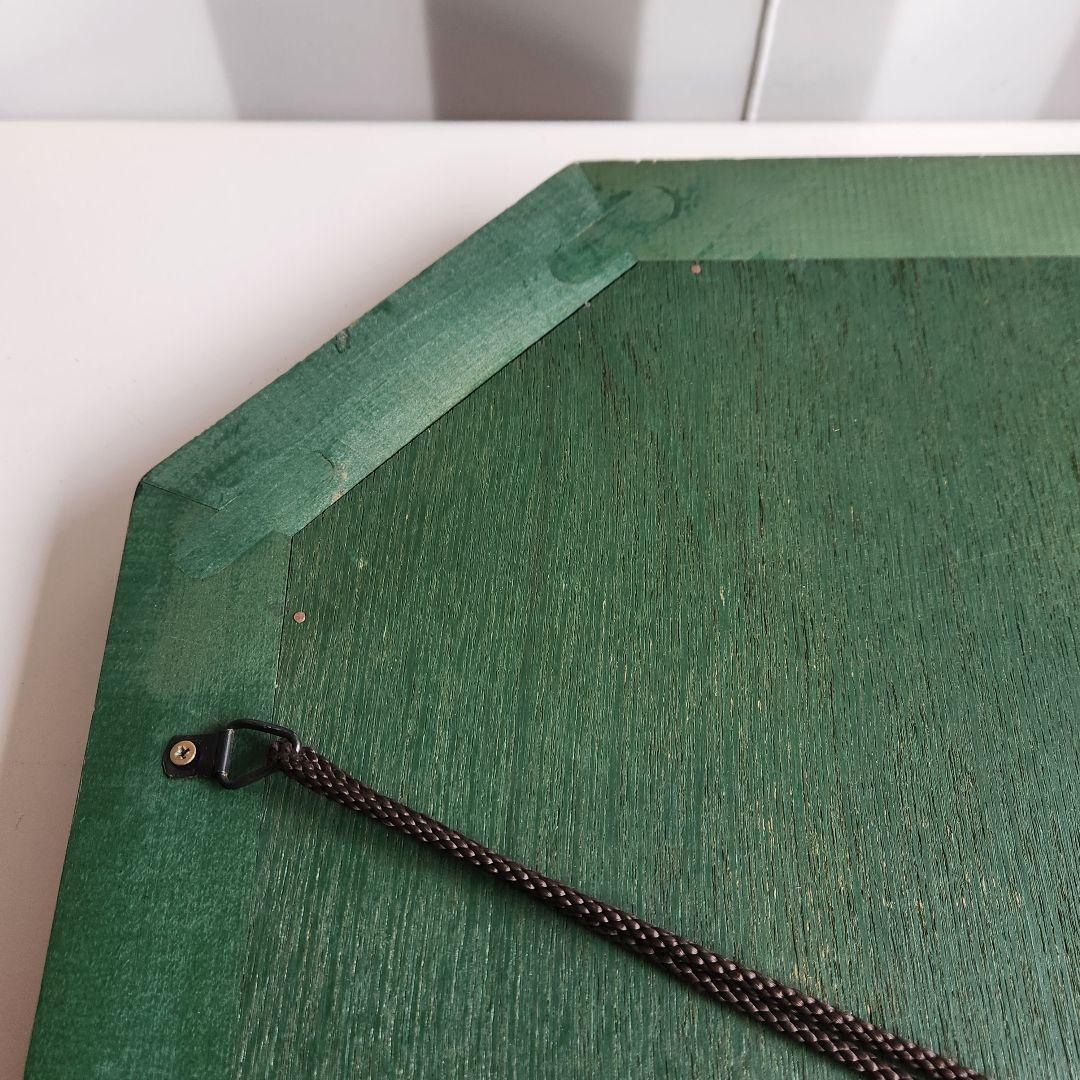 美品 ヴィンテージ　木製フレーム　8角形　ウォールミラー 壁掛け鏡 天然木 鏡