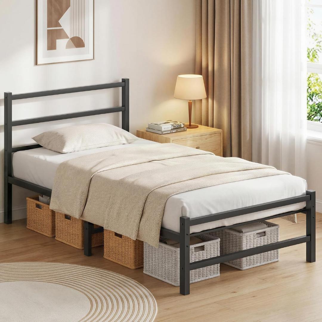 ベッドフレーム⭐️シングル ベッドヘッド付 純鉄製 鋼管ベッド 耐荷300kg