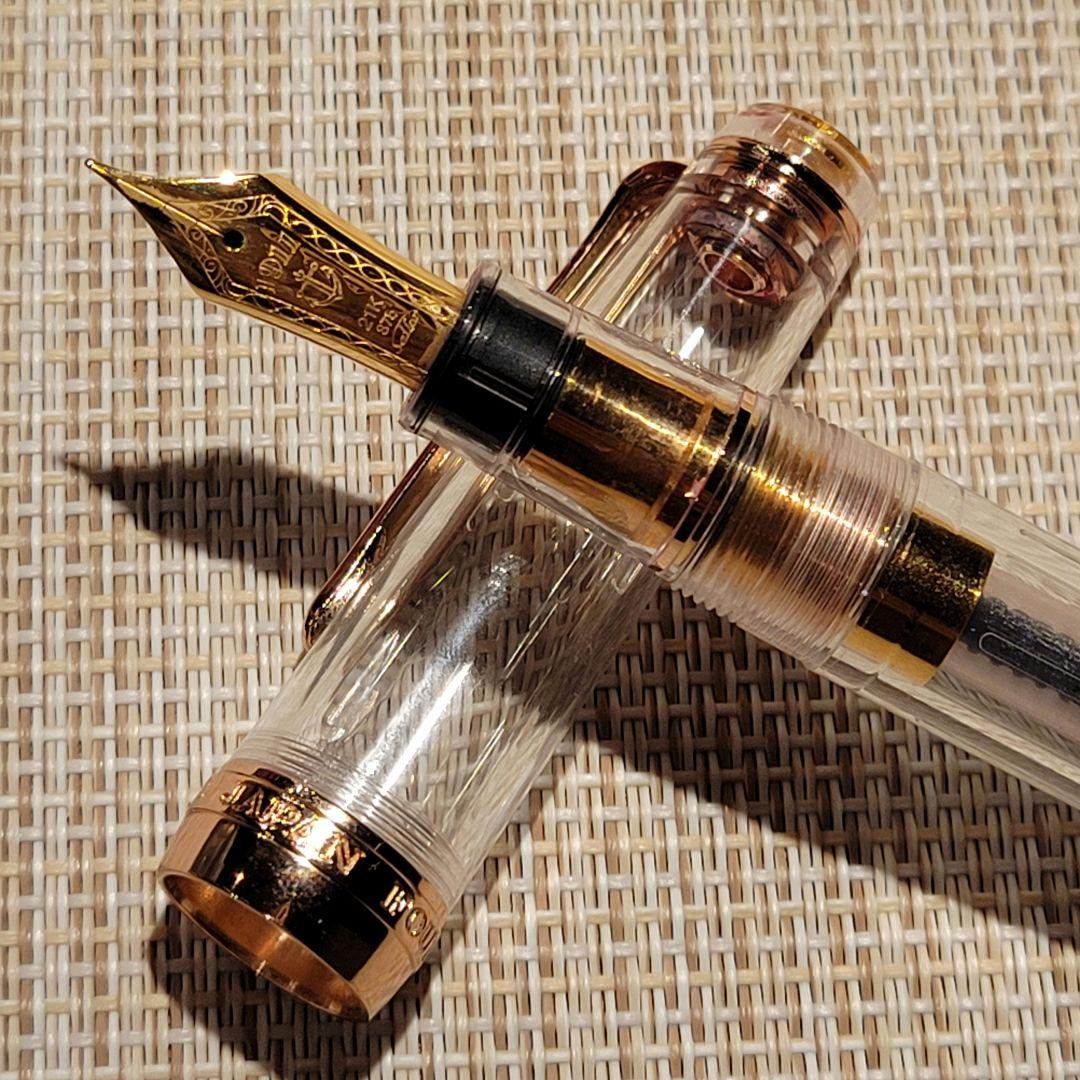 【希少】セーラー万年筆　21k　ピンクゴールド　クリア　限定品 MF