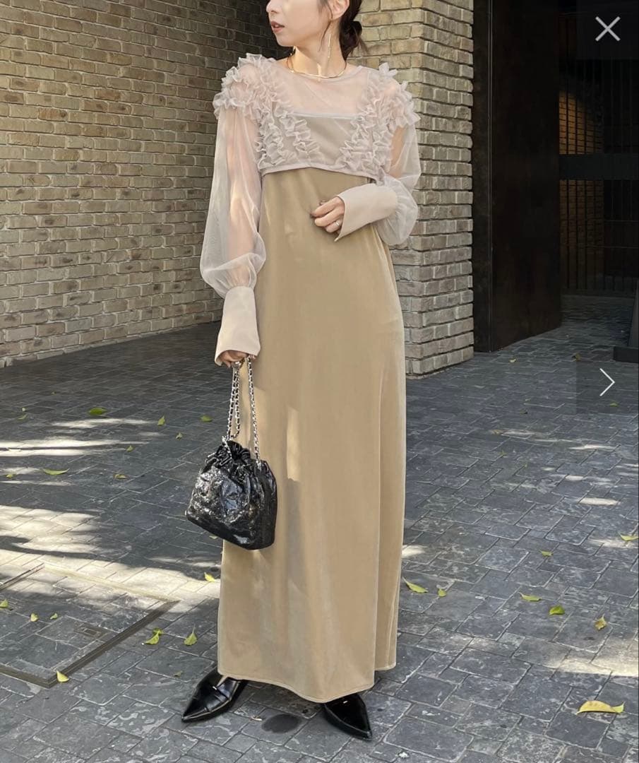 CAPRICIEUX L'EMAGE チュールフリル ロングドレス