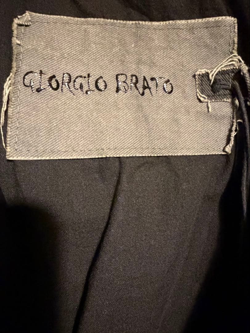 GIORGIO BRATO フード付きレザージャケット　ブラック　イタリア38