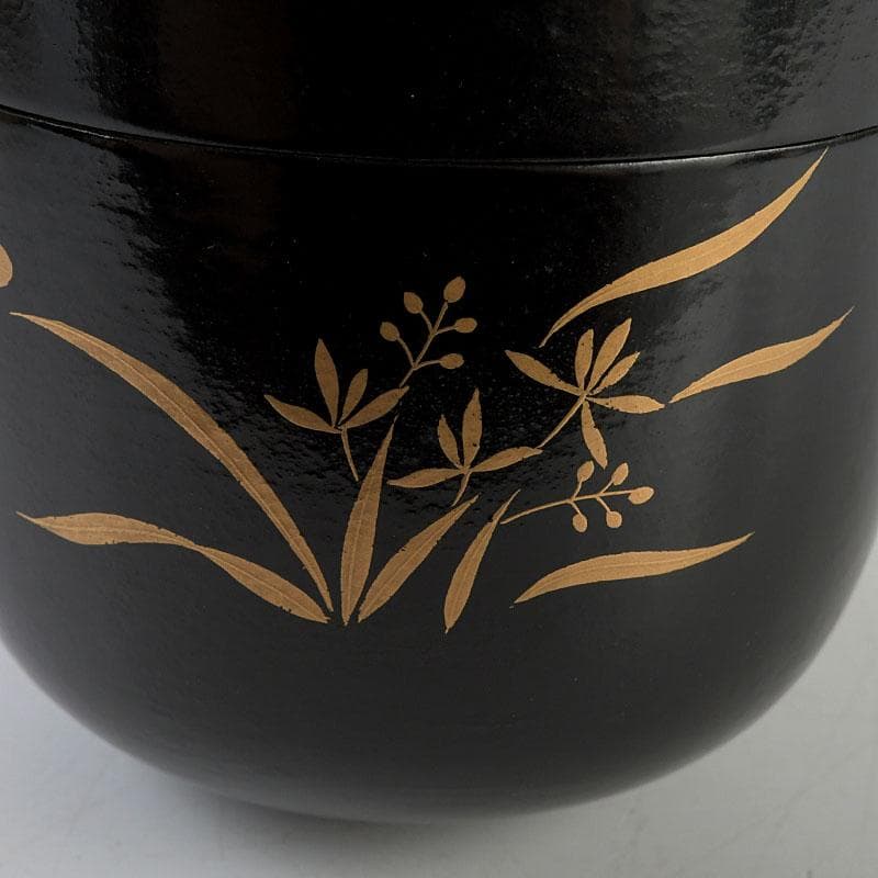 茶道具　堀川蒼雲作　螺鈿装飾　花蝶蒔絵　中棗　共箱　V　9363