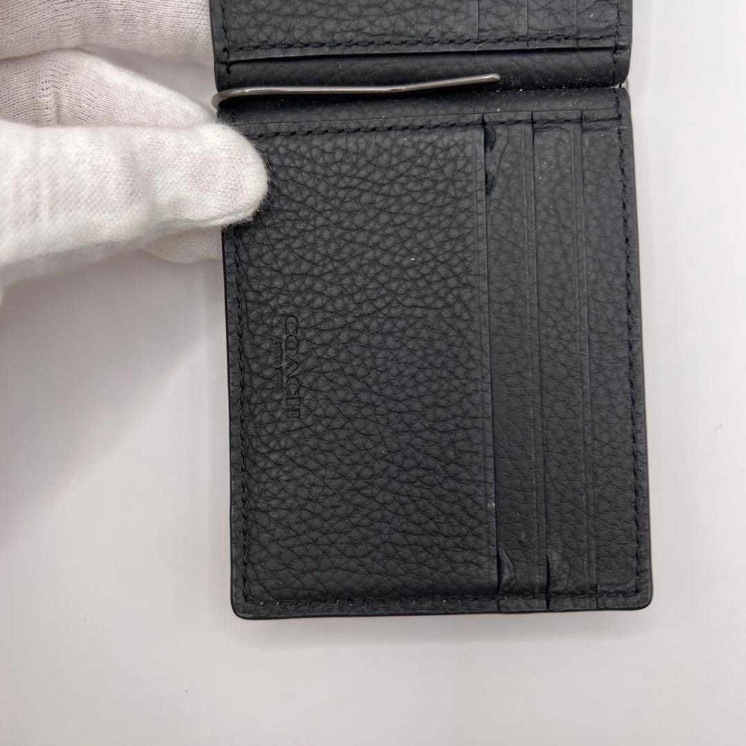 COACH　マネークリップ　ブラック　二つ折り財布　レザー