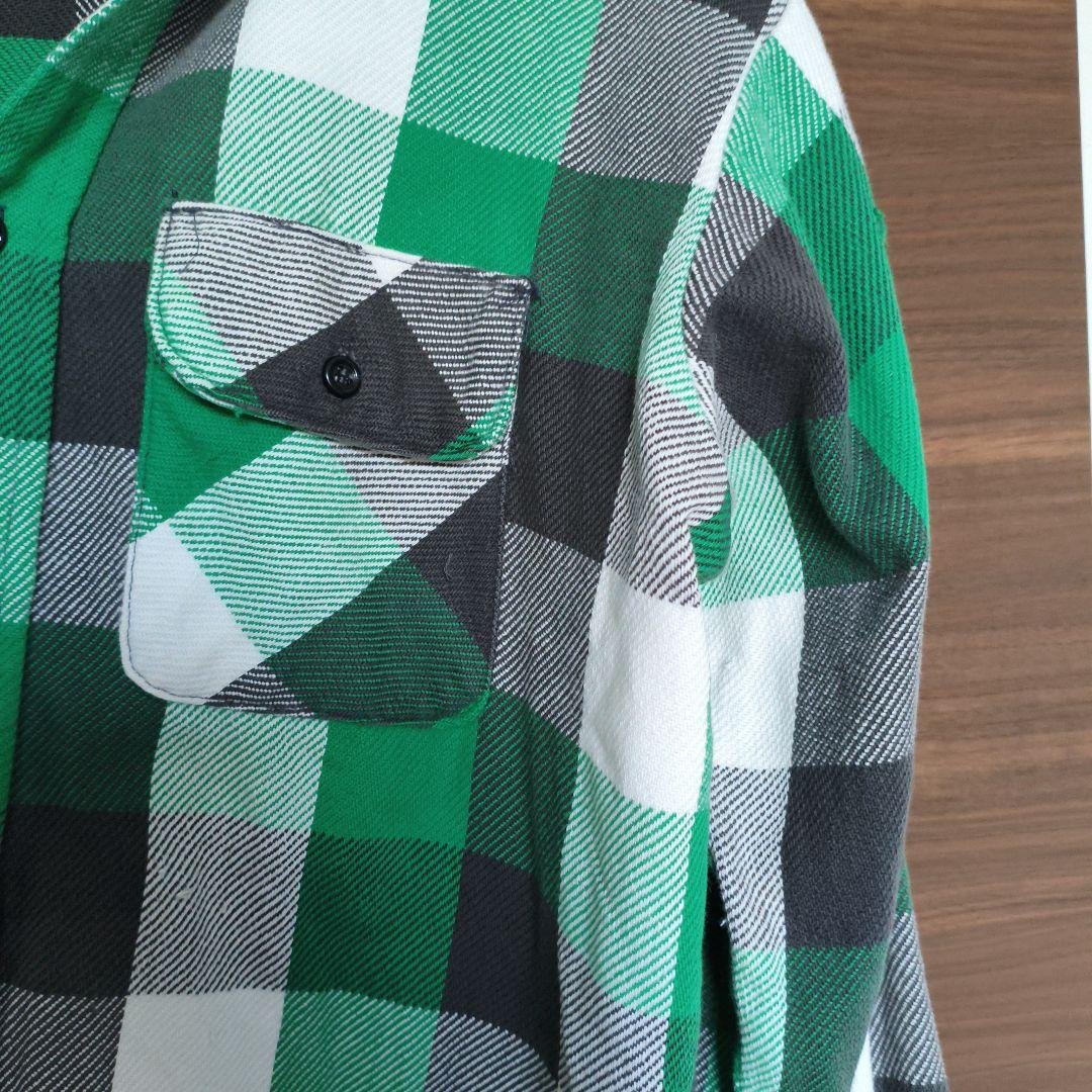 BIG MIKE 長袖ネルシャツ 16-L/16½ グリーンチェック　80's