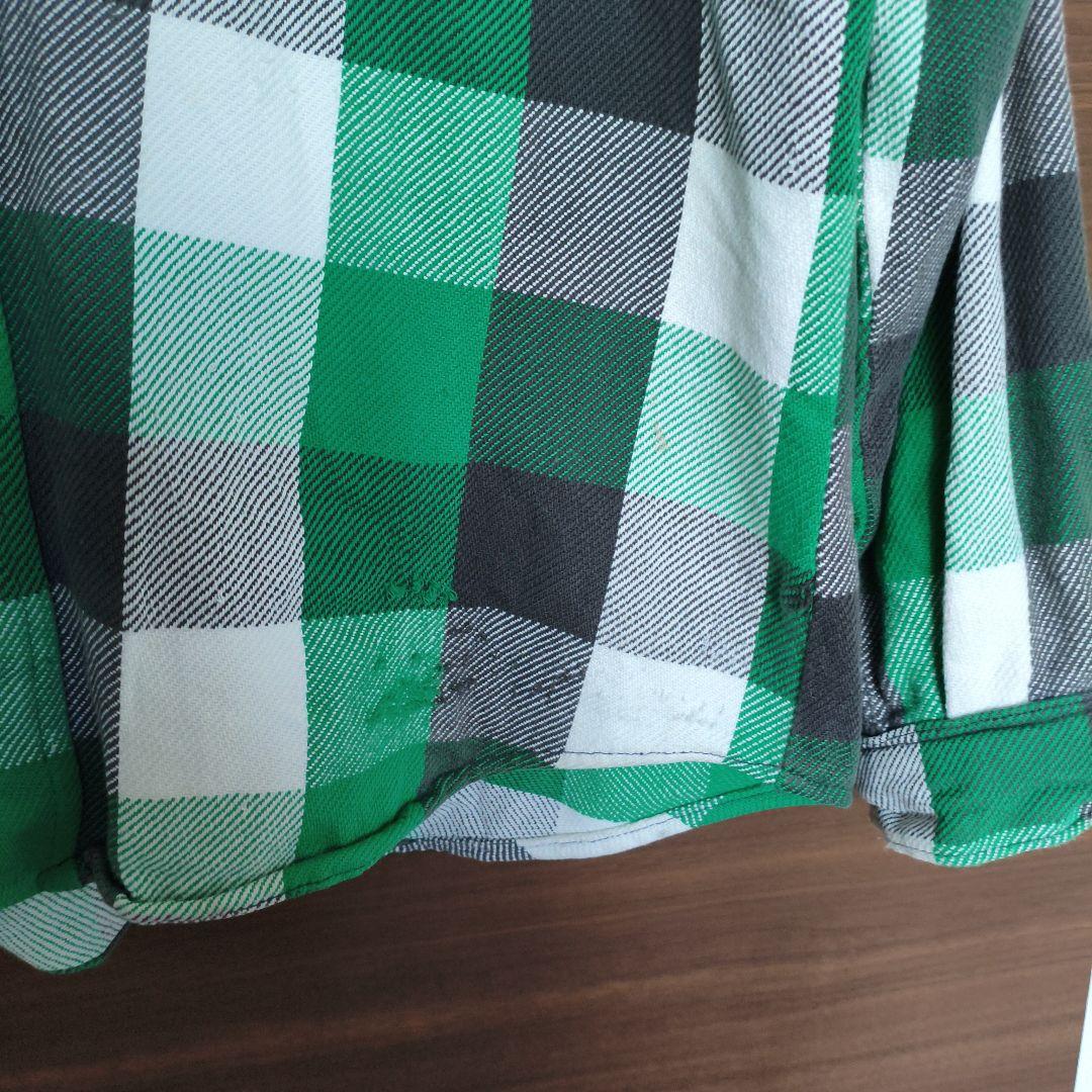 BIG MIKE 長袖ネルシャツ 16-L/16½ グリーンチェック　80's