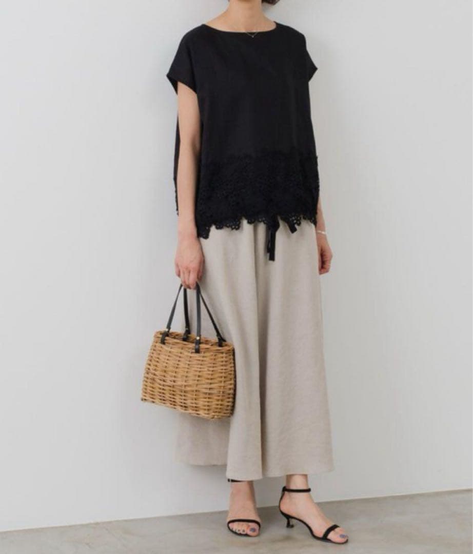 美品 BEARDSLEY / ビアズリー 裾レース コクーン ブラウス