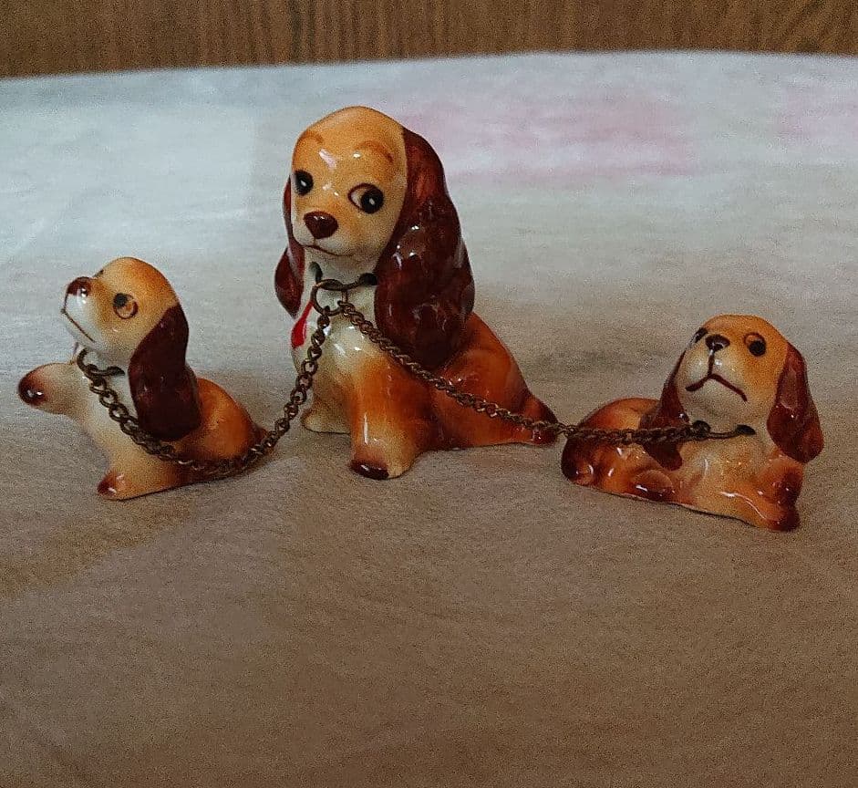 70年代 ディズニー わんわん物語 陶器 置物 ヴィンテージ