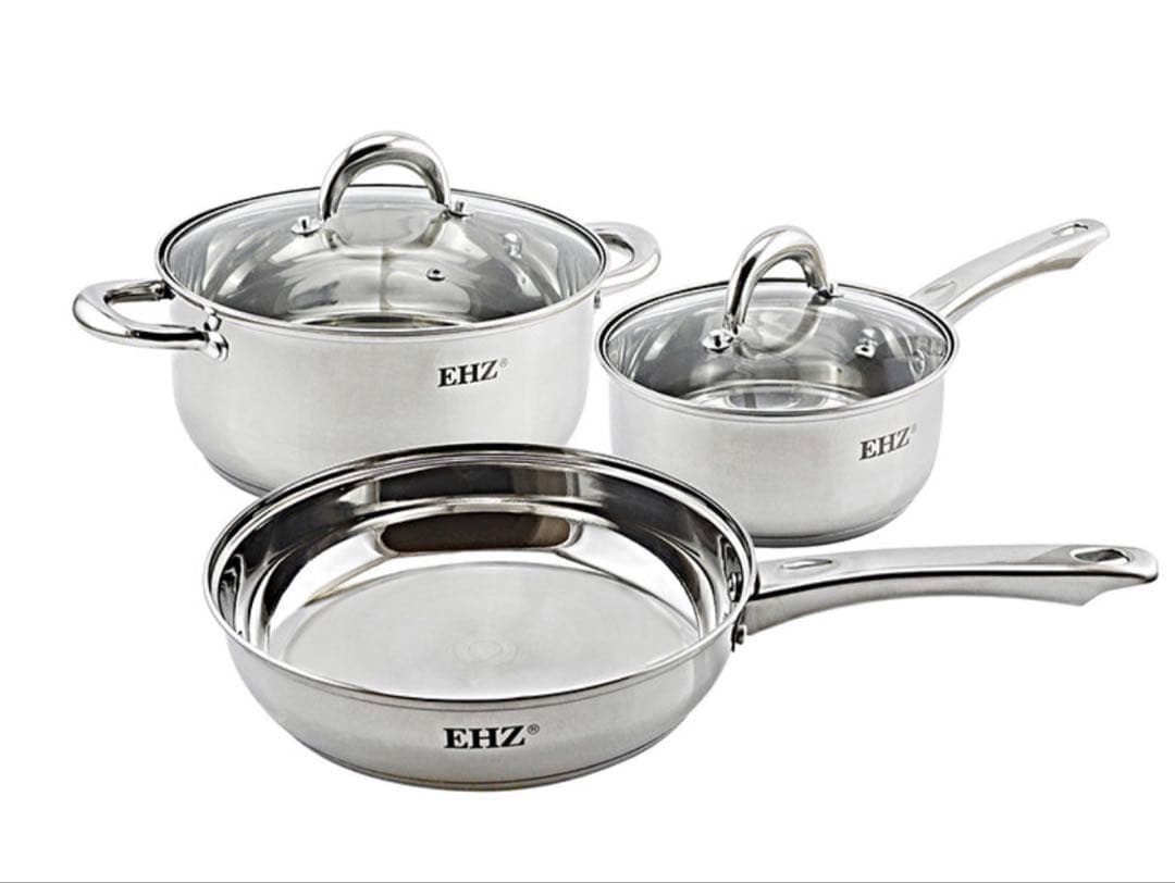 新品未使用 ステンレス製 コートなし 鍋・フライパン3点セット