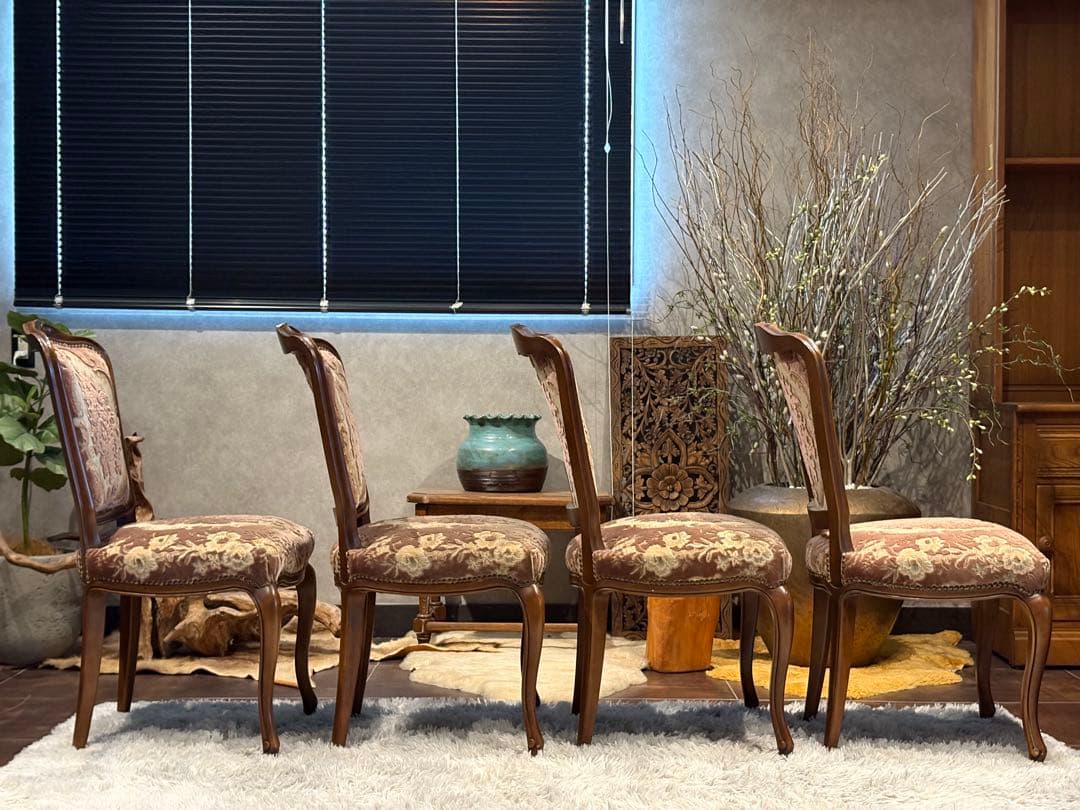 カリモク　karimoku 猫脚　クラシック　チェア4脚　金華山織　IGR