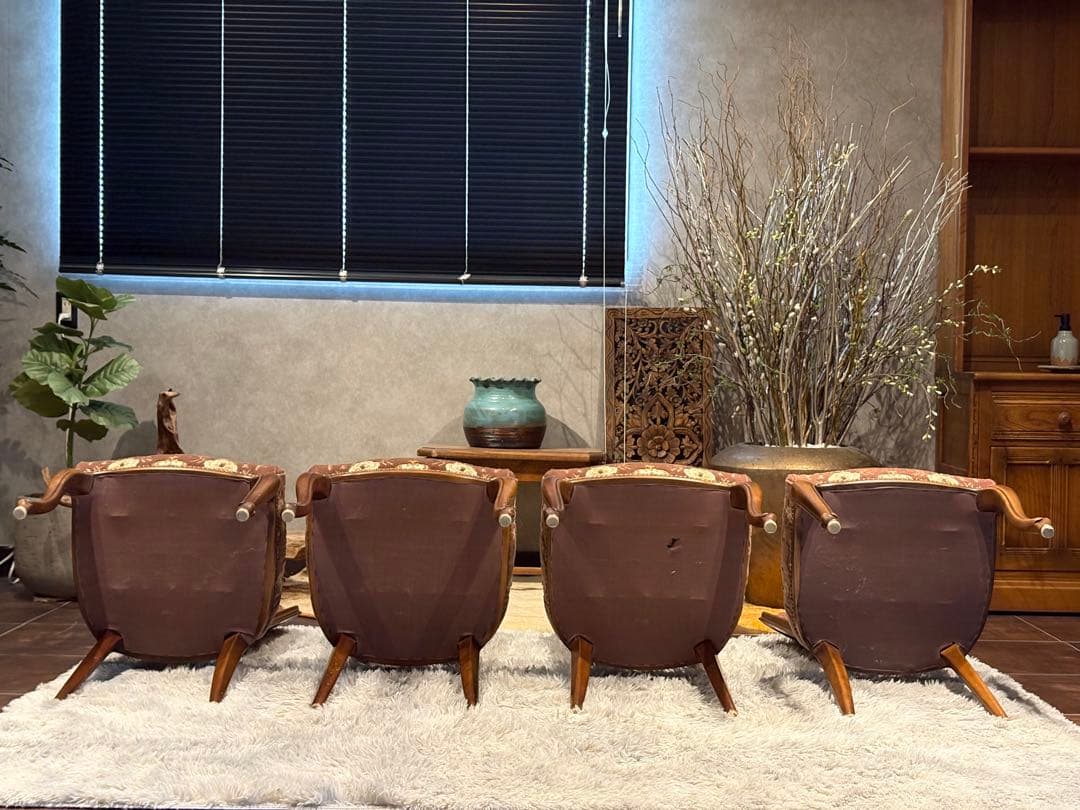 カリモク　karimoku 猫脚　クラシック　チェア4脚　金華山織　IGR