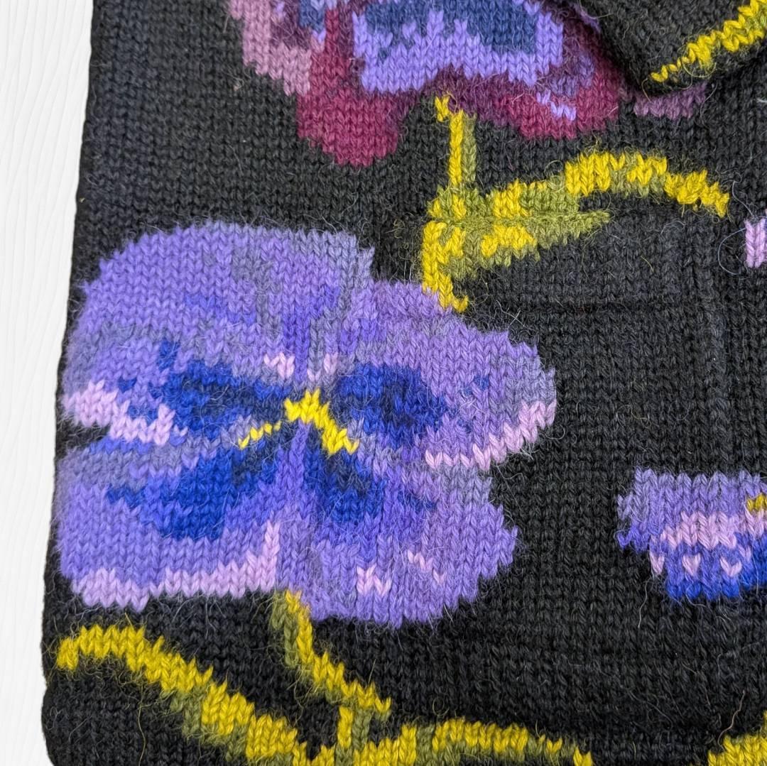 アルパカ １００％ 花柄 ジャケット ニット Ｍ～Ｌ相当