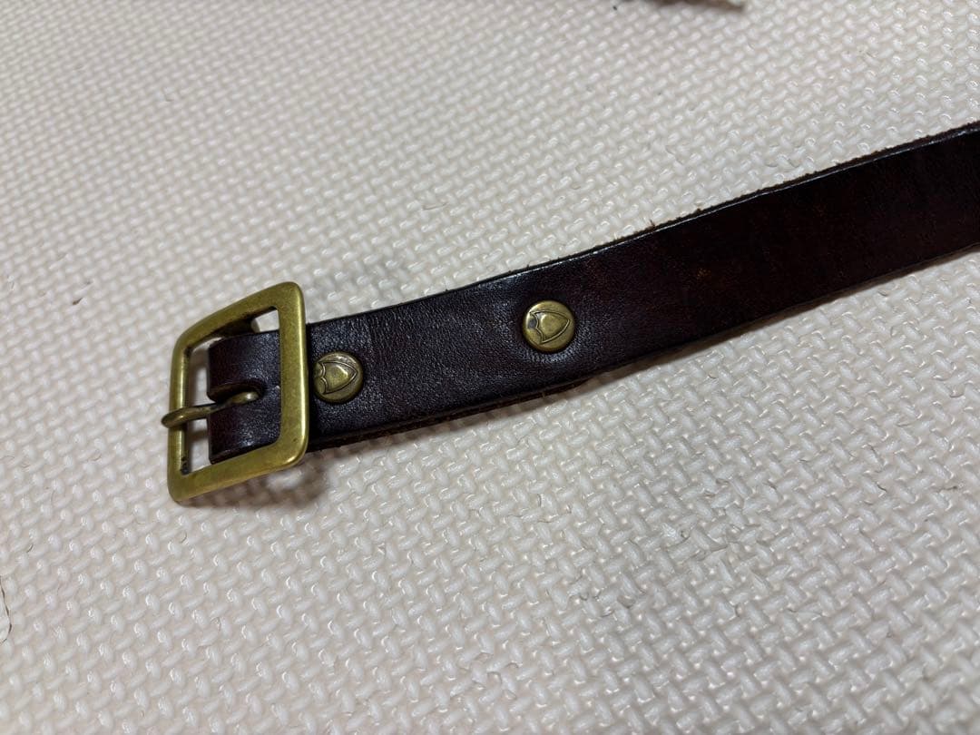 HTC 2連 スタッズナローベルト 34インチ ブラウン×ゴールド