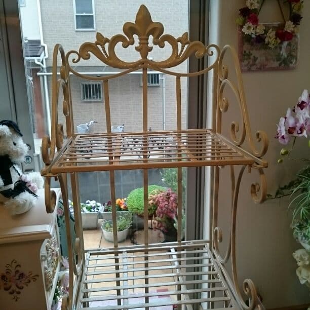 ホワイトアイアンラック5段