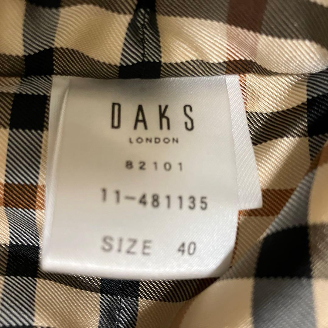 DAKS ダックス　ファーフード付きダウンコート　裏地チェック　ブラウン　40