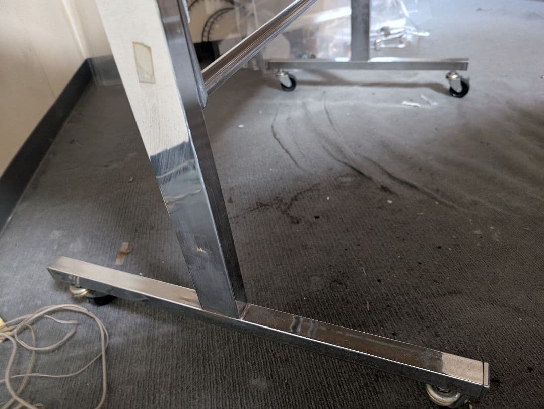 【大阪府直接引き取り】折りたたみワゴン 組立工具不要 クローム W1200