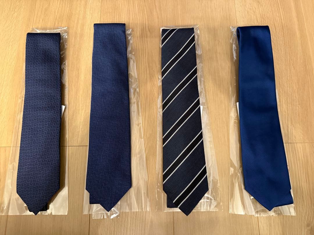 鎌倉シャツネクタイ 4本セット ネイビー、ブルー系