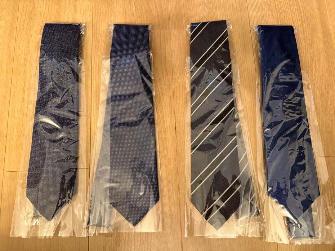 鎌倉シャツネクタイ 4本セット ネイビー、ブルー系