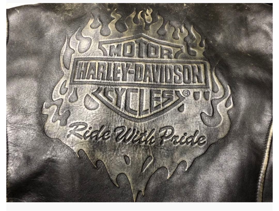 ハーレーダビッドソン⭐️大型立体エンボス加工⭐️極上レア本革製ジャケット入手困難LM