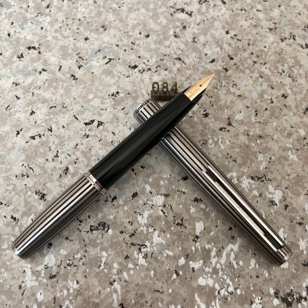 #084 オーバーホール済み 万年筆 プラチナ PLATINUM 蝕刻 18k