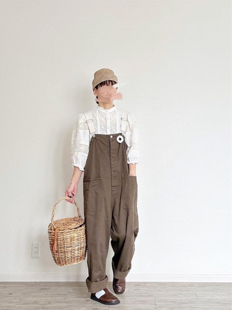 ネストローブ（nest Robe）コットンツイルデッキサロペット　カーキ