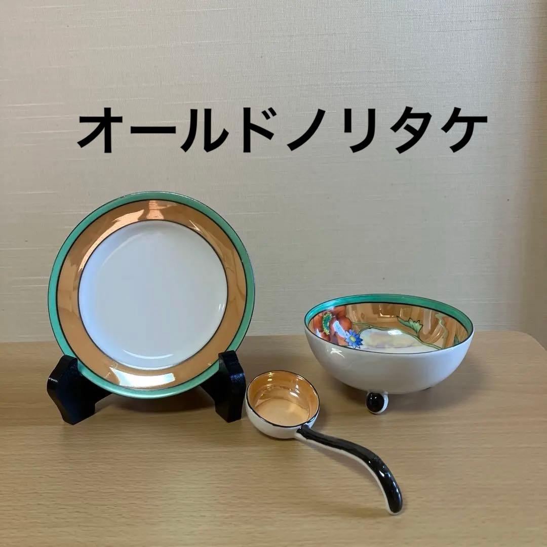 5. オールドノリタケ、Noritake-M印ボウル、ソーサー、スプーンのトリオ