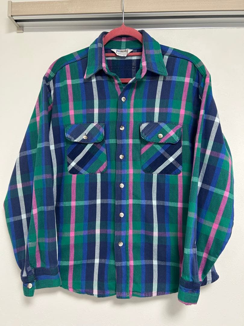 70s 80s FIVE BROTHER USA製 ネルシャツ 好配色　サイズL