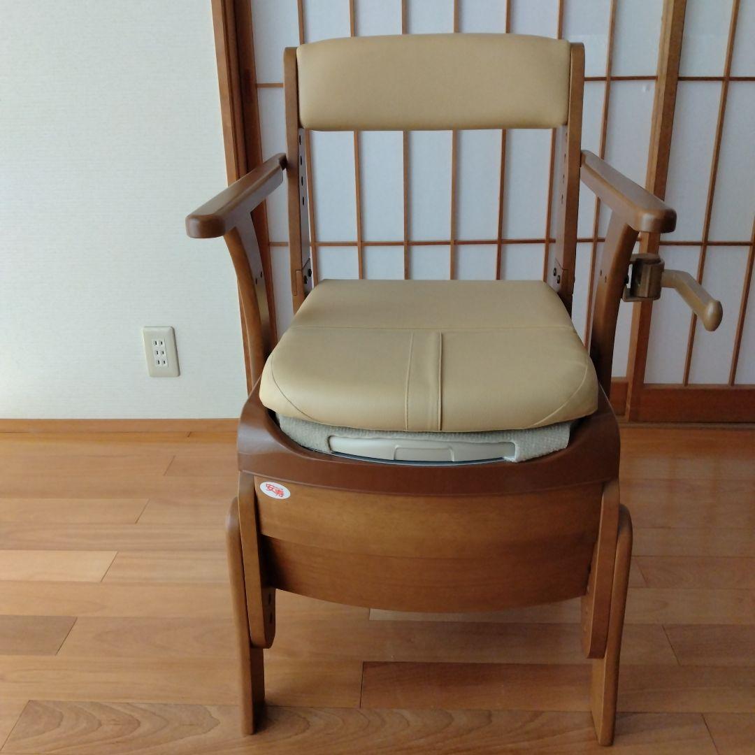 木製ポータブルトイレ ベージュ安寿