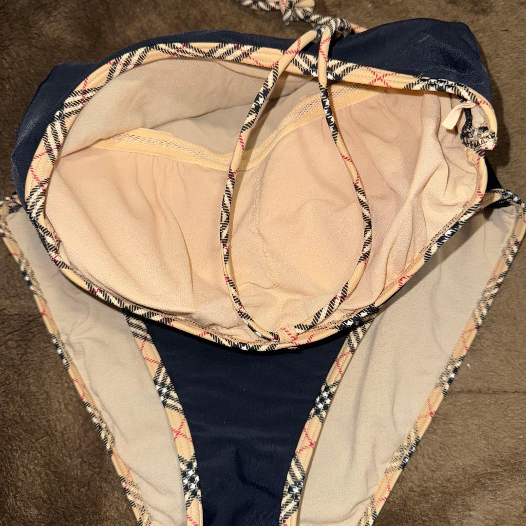 ②burberry ワンピース水着 チェック柄トリム バーバリー日本人M
