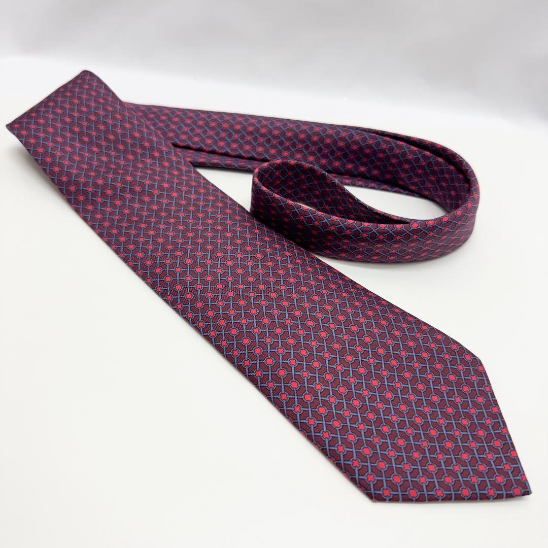 HERMES 幾何学模様 ネクタイ シルク100%