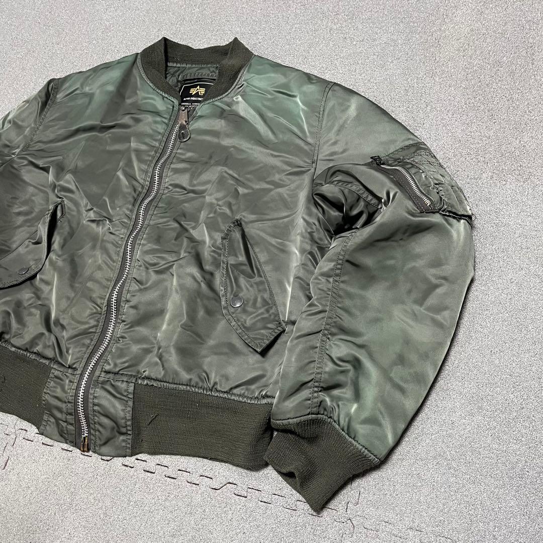 734 ALPHA MA-1 USA製 中綿厚手 XL相当 深セージグリーン