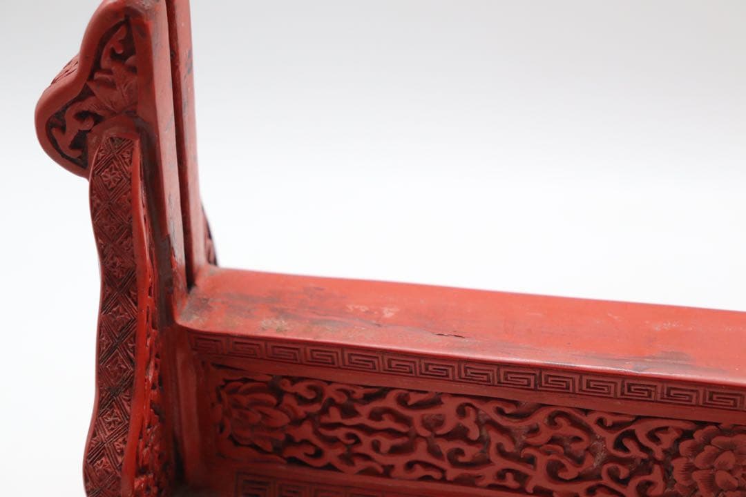 中国　堆朱　硯屏　山水人物&龍紋　送料込み250305